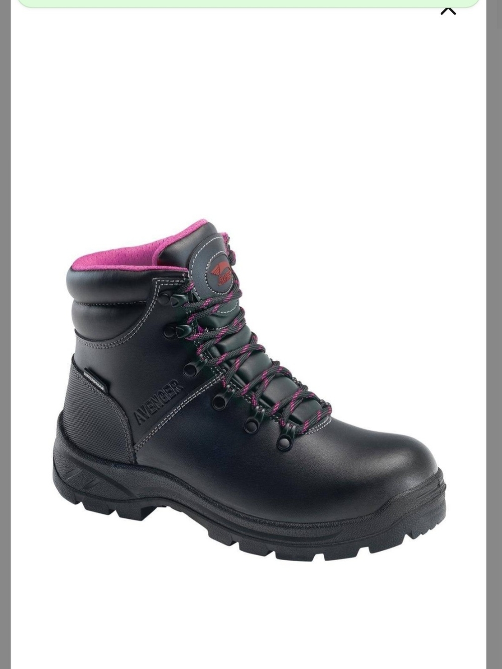 Avenger Women's Black Work Boot with Pink Accents
